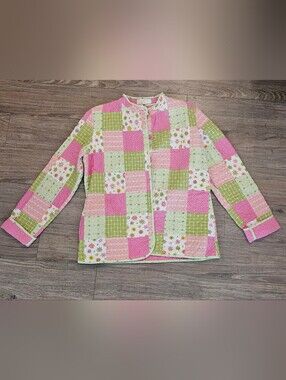 Vintage Patchwork Quilted Jacket Size Large Cottagecore Grandma Core